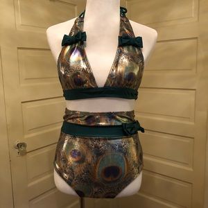 Fables by Barrie foil peacock high waist bikini